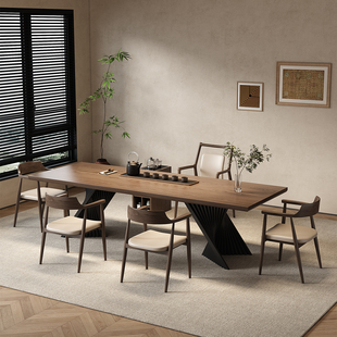 意式 茶办一体桌轻奢高级感办公室接待茶台 极简实木茶桌设计师款