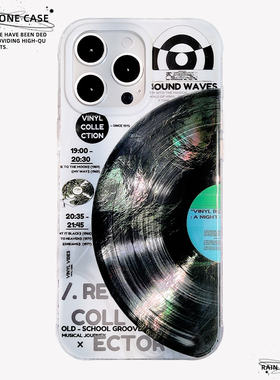 〈黑胶唱片〉IMD双层镭射小众高级感简约复古ins风文艺17promax手机壳iphone1615pro14全包防摔手机套保护壳