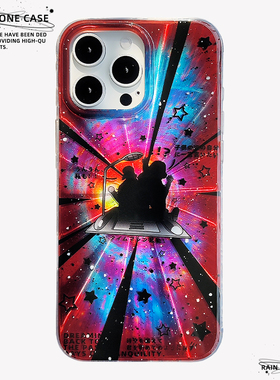 〈时空穿梭〉穿越卡通动漫镭射IMD双层小众个性有趣新款17promax手机壳iphone1615pro14不撞款防摔保护软壳套