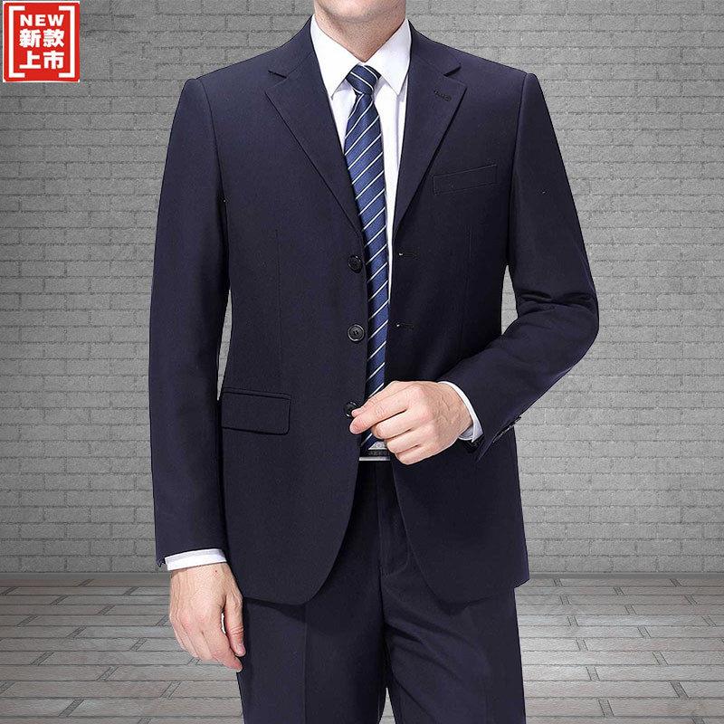 西服上衣商务黑色职业正装工作上班男士中青年藏青青小西装套装春