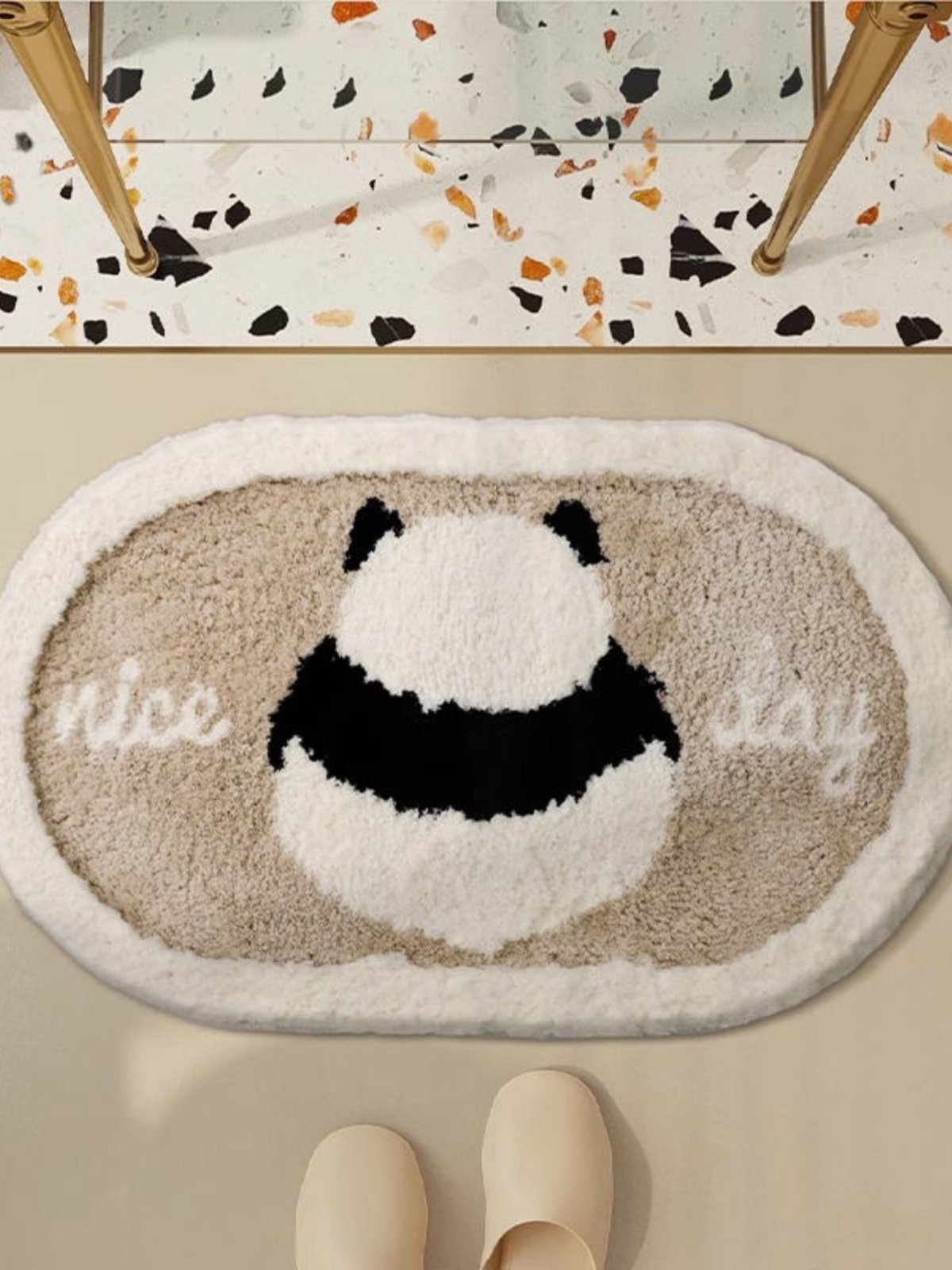 可爱熊猫秋冬天加厚浴室地毯吸水防滑地垫卫生间脚垫厕所门口垫子