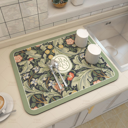 硅藻泥厨房沥水垫餐具碗盘干燥控水垫免洗茶台吧台桌面台面吸水垫