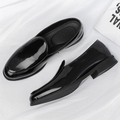 小皮鞋男韩版潮流休闲一脚蹬懒人乐福鞋透气英伦百搭豆豆鞋-55801