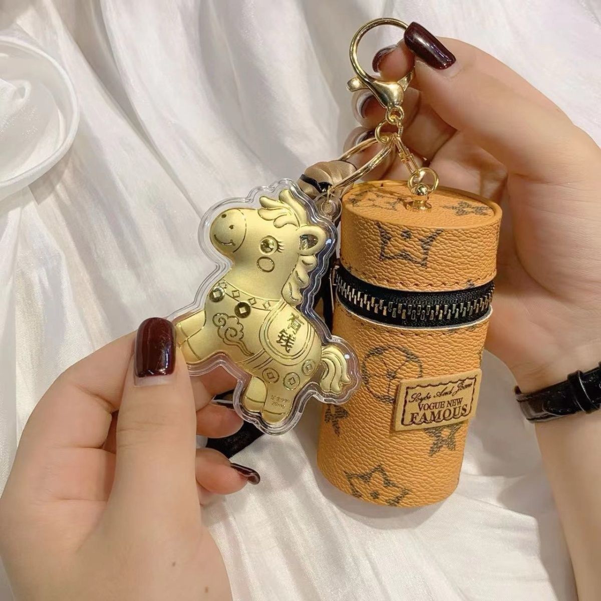 新款七夕马上有钱可爱马上小饼钥匙包超小送挂件老婆女友情人节