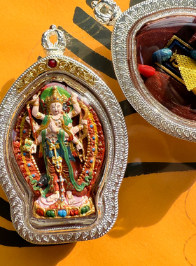 摩利支天乌盒吊坠手绘擦擦立体藏银唐卡佛牌斗姥元君男女项链