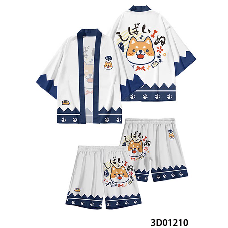 furry福瑞周边羽织短裤秋田柴犬兽人式羽织和服居家男女同款短袖