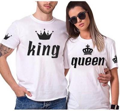 t-shirt men and women couple new lovers king queen t-shirts