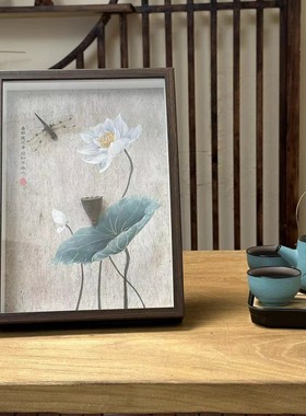 【清心】三八女神节员工妈妈伴手礼蜻蜓标本禅意相框摆件干莲蓬