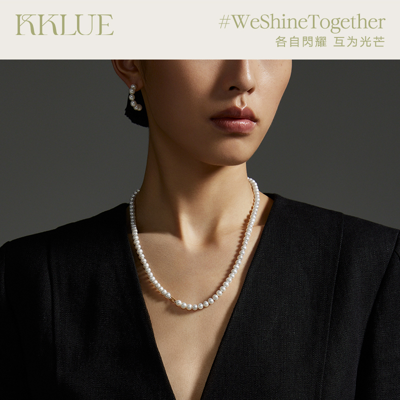 天然淡水珠宝KKLUE中长珍珠项链