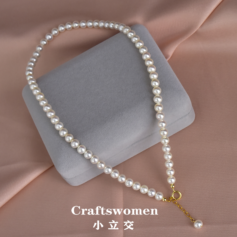 5mm近正圆淡水珍珠14K包金项链