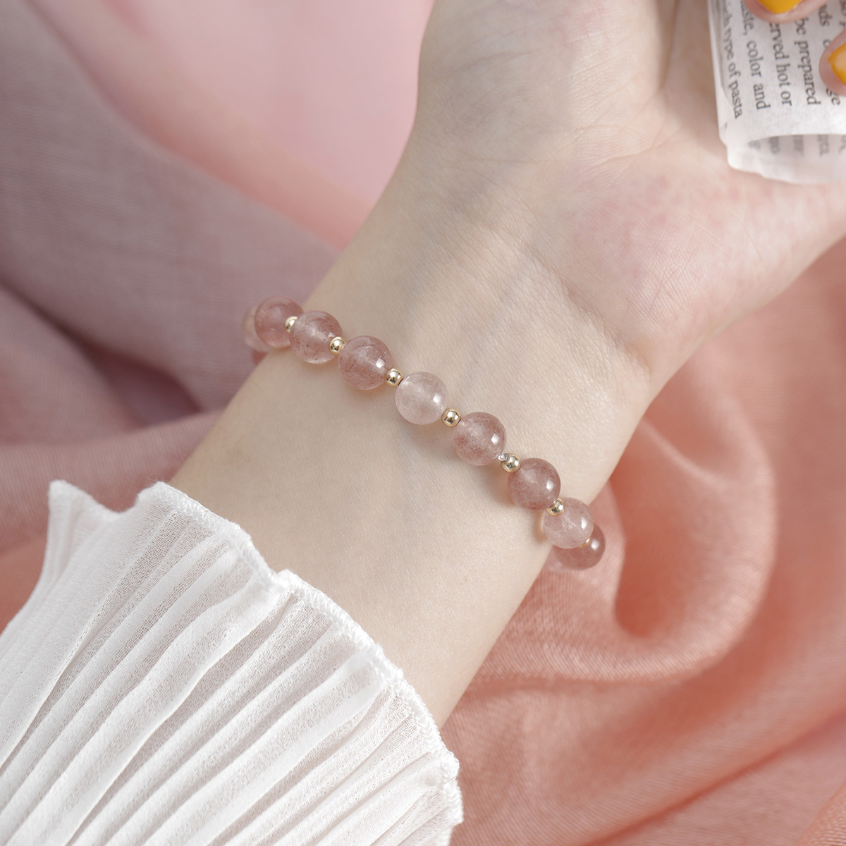 天然草莓晶手链女手串弹力松紧绳