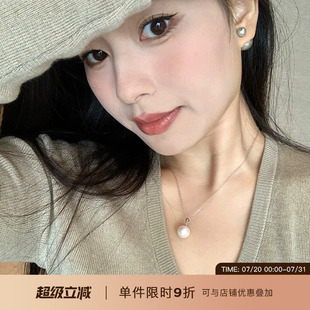 大顆粒 小立交 復(fù)古簡約天然淡水珍珠吊墜項(xiàng)鏈女輕奢純銀鎖骨鏈