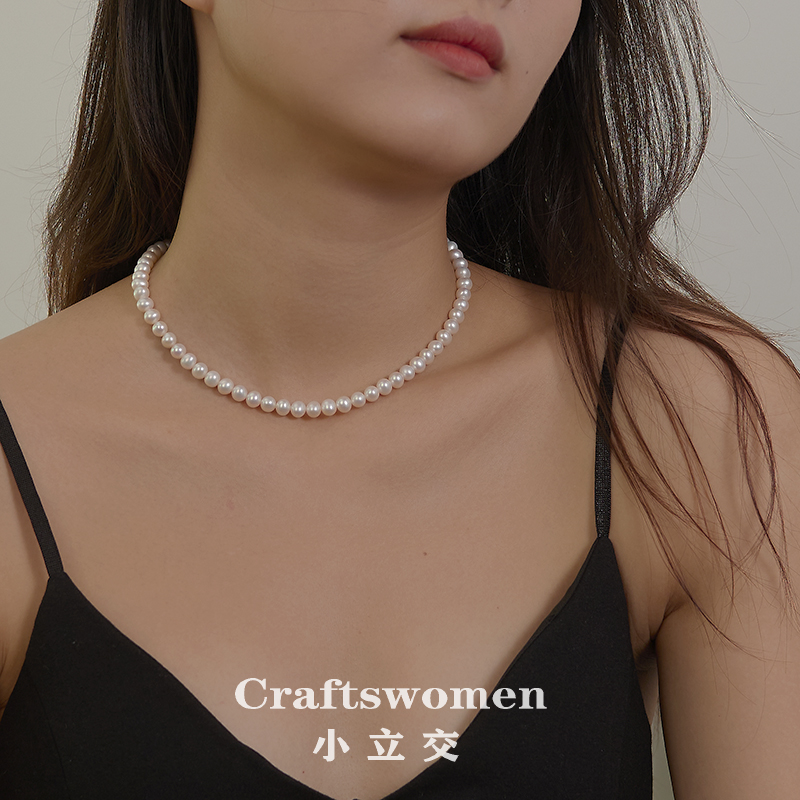 6mm天然近圆淡水珍珠14K包金项链