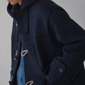 休闲韩系英伦风冬季 毛呢外套男士 短款 夹棉加厚风衣牛角扣呢子大衣