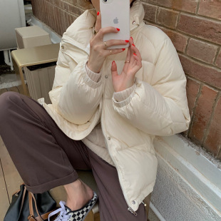 小矮个子面包服外套女短款棉服小码冬装加厚珠光宽松长袖