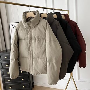 立领面包服男装女装棉衣秋冬情侣夹层蓬松外套保暖棉服
