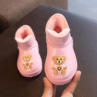 儿童雪地靴加绒加厚冬季新款女童鞋子卡通男宝宝棉鞋防滑短靴