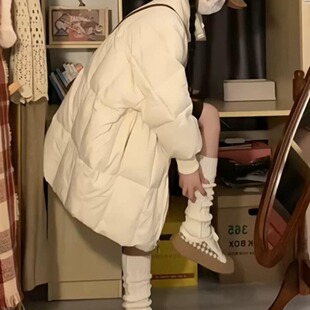 冬季新款中长款白色棉服女棉衣棉袄外套韩系穿搭小个子面包服