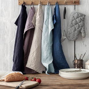 日系亚麻抹布茶巾餐巾可悬挂式 餐桌巾纯色高级感棉麻质地可水清洗