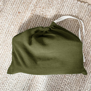 简约纯色亚麻收纳袋小号抽绳化妆包旅行收纳内衣分装 袋布袋可定制