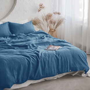 北欧风亚麻被套双人纯色被罩单件150x200x230cm被单定制床上用品