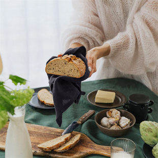日系亚麻抹布茶巾纯色高级感餐巾35x55可悬挂式 厨房擦手巾可水洗