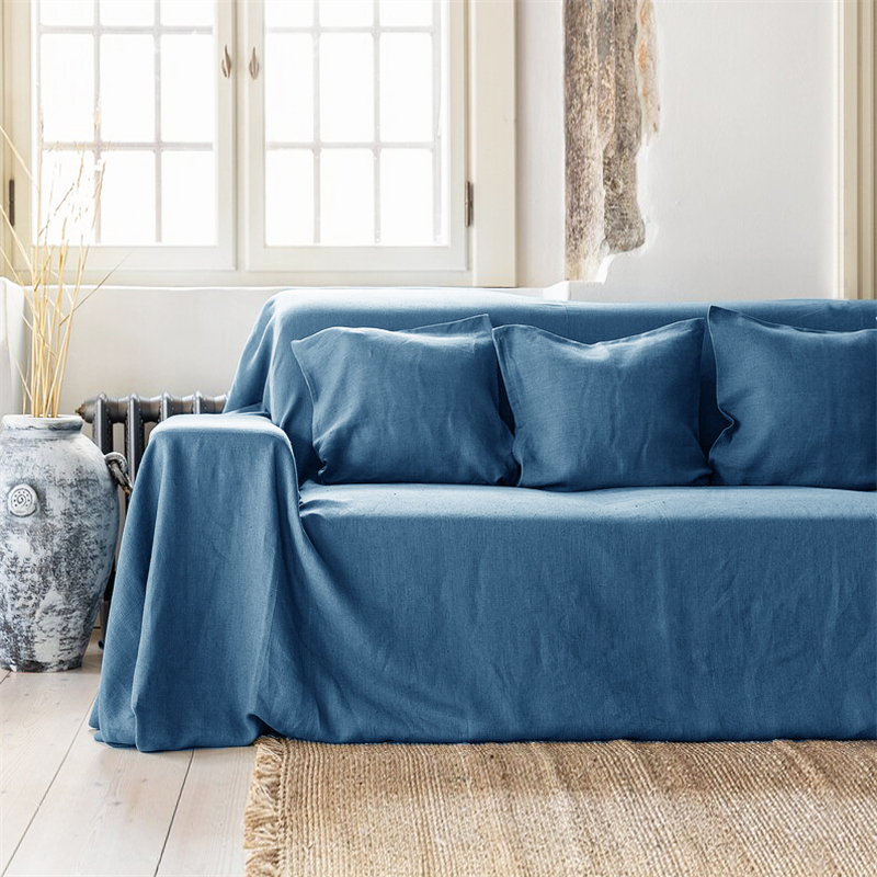 100%亚麻布艺纯色沙发盖布四季通用沙发套罩防尘布拍照背景布尺寸