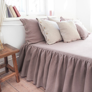 亚麻床裙单件花边床套席梦思保护套防尘床套防滑保护床围日系简约