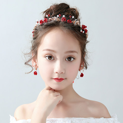 红色儿童头花饰品公主森系花朵