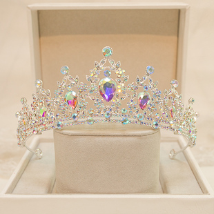 女童皇冠头饰儿童生日派对公主高端小女孩演出王冠彩色宝宝王冠