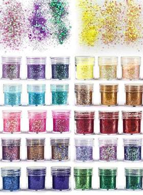 4 Bottles Resin Shinning Filling Flash Glitter Hexagon Glitt