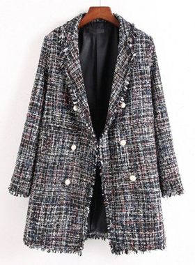 长款小香风呢外套 women long coats jacket fashion dust coat