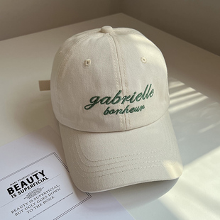 韩版 日系简约刺绣字母鸭舌帽女宽檐显脸小软顶遮阳棒球帽街头防晒