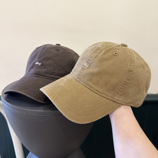 韩系早秋简约刺绣字母鸭舌帽女出街显脸小大头方圆脸棒球帽情侣潮