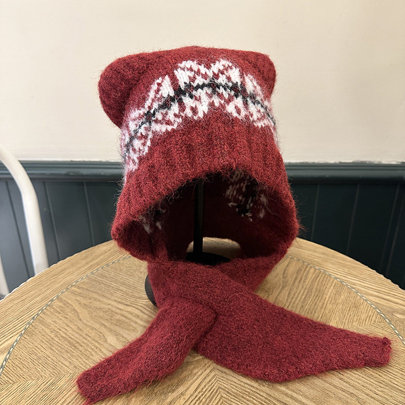韩国新款小熊一体围脖针织帽女户外防寒套头加厚保暖护耳帽潮百搭,服饰配件/皮带/帽子/围巾,帽子,淘宝优惠券,粉丝福利购,淘宝优惠卷