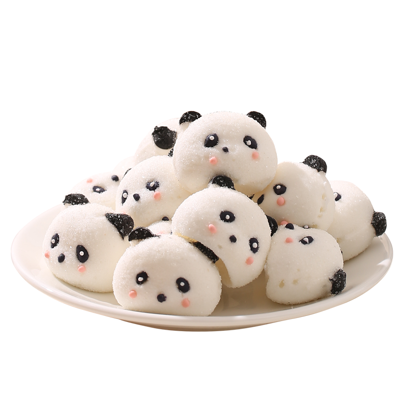 卡通熊猫头棉花糖商用蛋糕甜品烘焙儿童小朋友生日派对小零食糖果