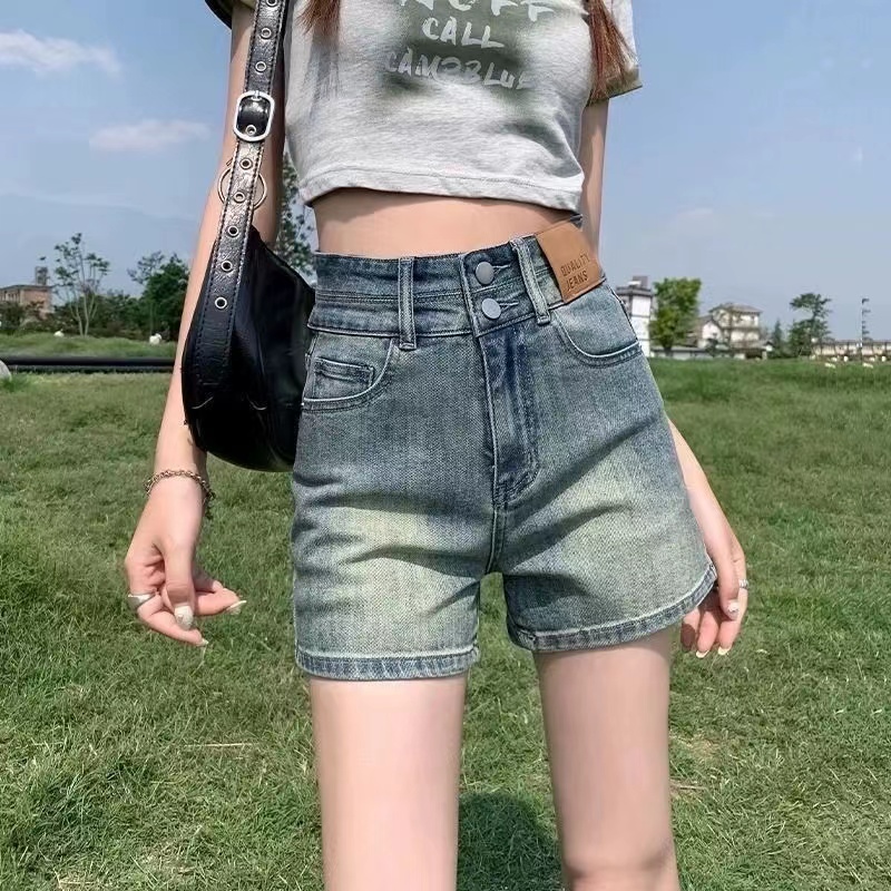 复古百搭牛仔短裤女夏季2025年爆款设计感高腰显瘦小个子直筒热裤