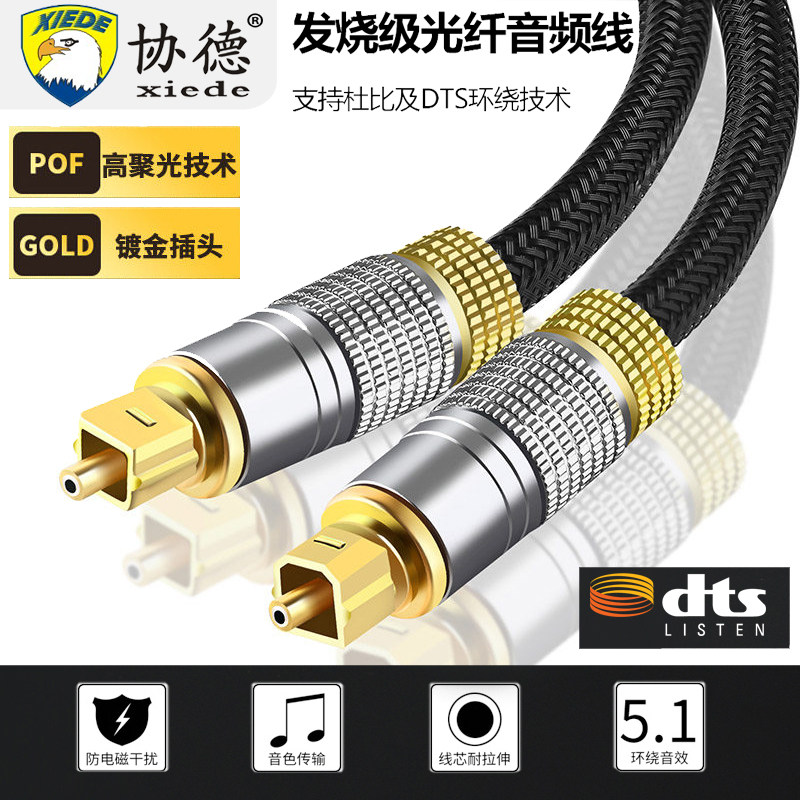 数字光纤音频线SPDIF电视功放音响蓝光机方头对方口5.1声道输出线