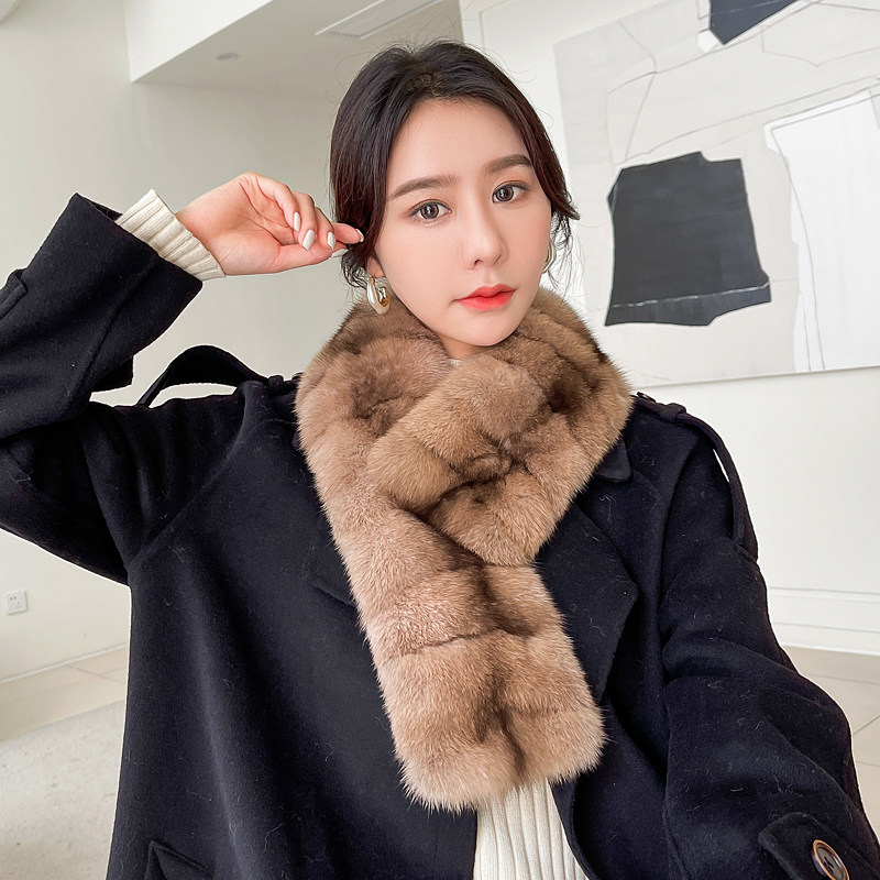 整皮紫貂围巾女士冬季韩版新款保暖貂毛毛领子多功能水貂皮草围脖