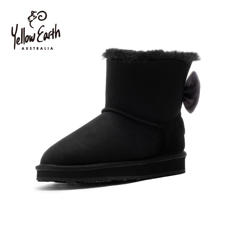 YellowEarth羊毛皮一体蝴蝶结靴