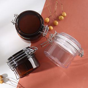 塑料分装瓶HOPECK大容量茶色翻盖塑料磨砂膏护发素面膜大空膏霜罐