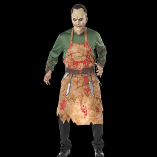 恐怖屠夫服装万圣节鬼屋酒吧npc装扮道具血渍血腥厨师cosplay服男