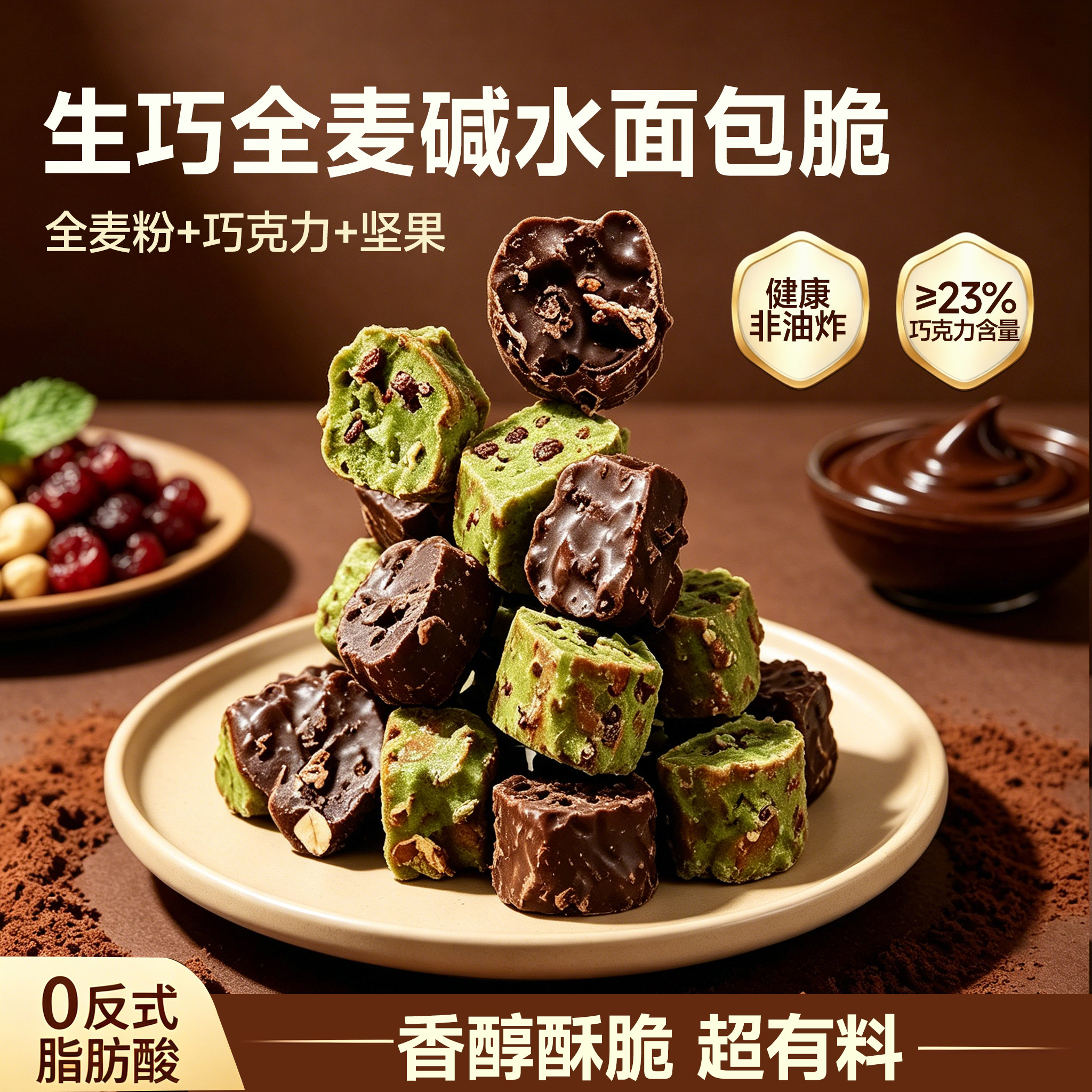 【达人推荐】七年五季生巧全麦碱水面包脆巧克力法棍面包丁零食