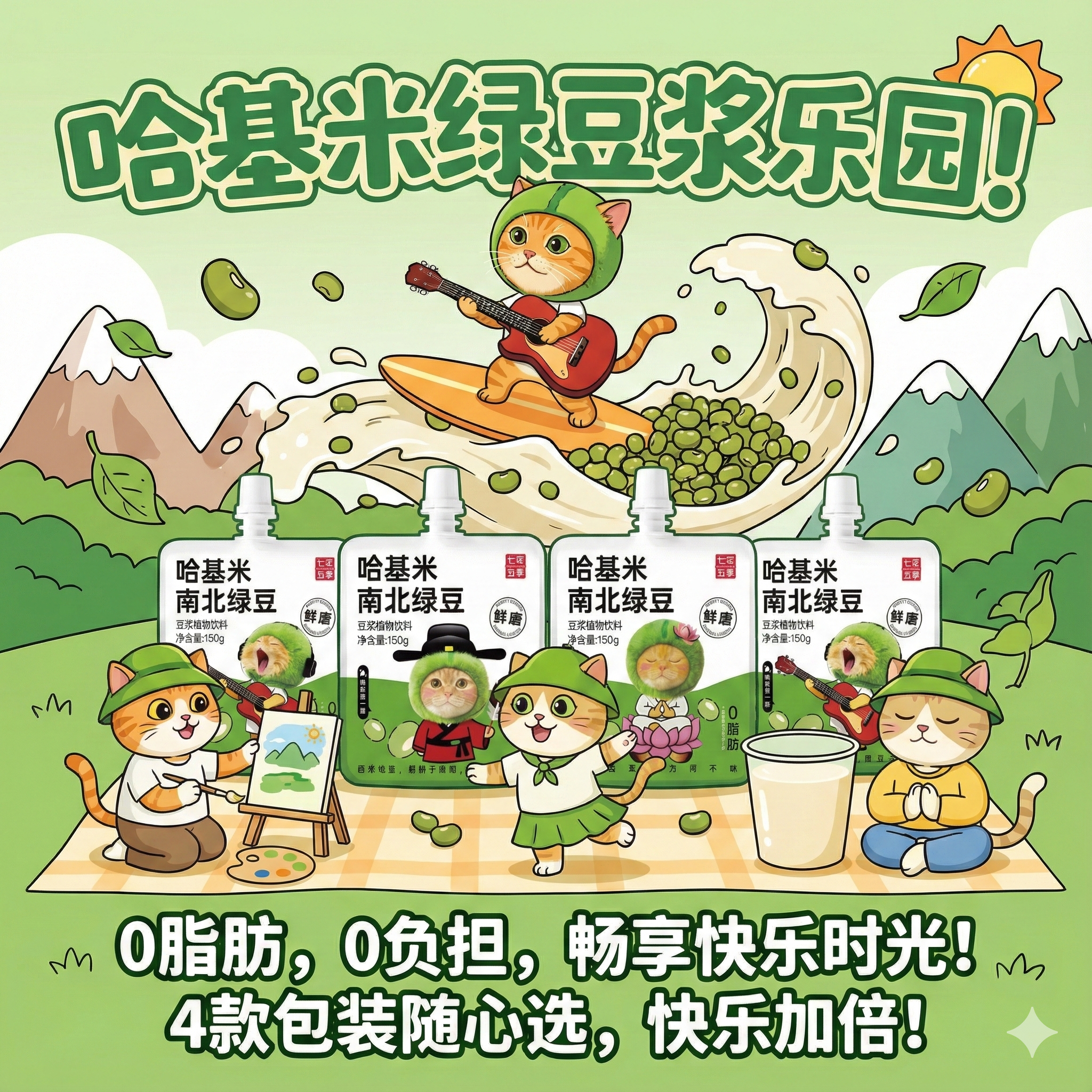 【现货直发】九曼波阳哈基米南北绿豆浆植物限量袋装营养早餐豆奶