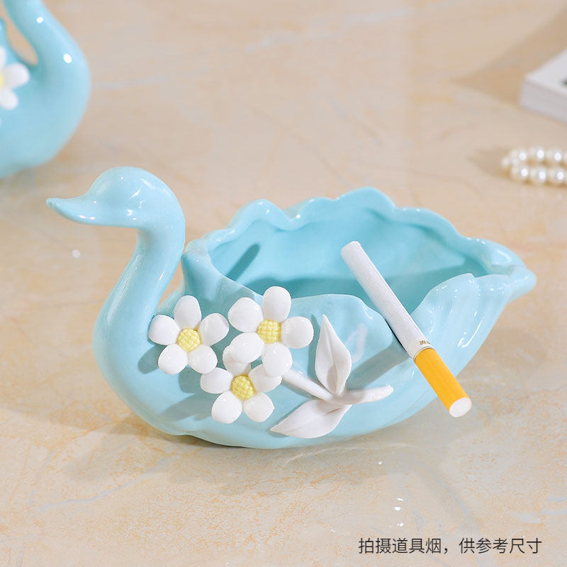 创意现代天鹅烟灰缸简约防飞灰高级感家用客厅烟缸家用装饰品摆件,家居饰品,装饰烟灰缸,淘宝优惠券,粉丝福利购,淘宝优惠卷