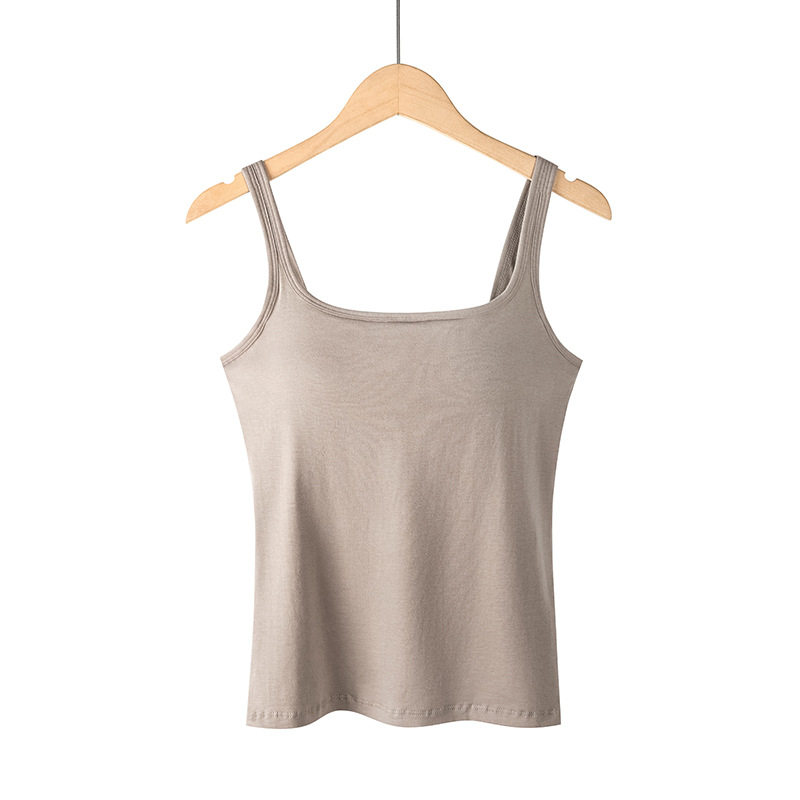 纯棉带胸垫吊带背心女款上衣新款长款无袖时尚内搭打底衫外穿修身