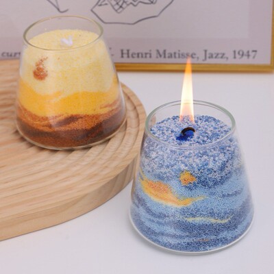 沙画蜡烛原料手工制作彩虹彩色风景画diy材料包珍珠颗粒大冰花蜡