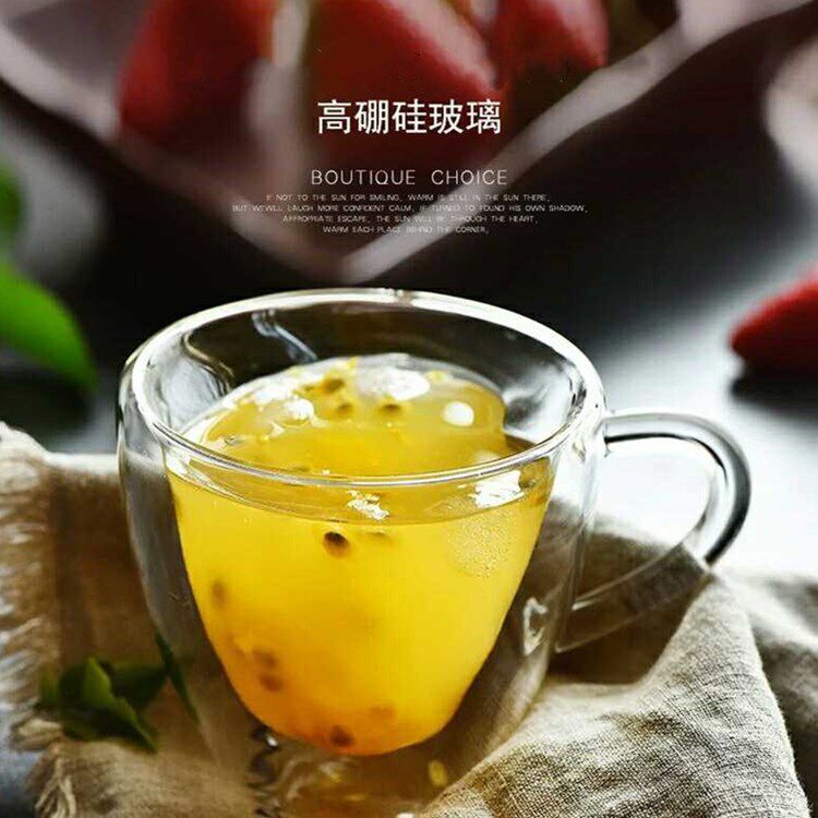 带把手心形双层透明玻璃