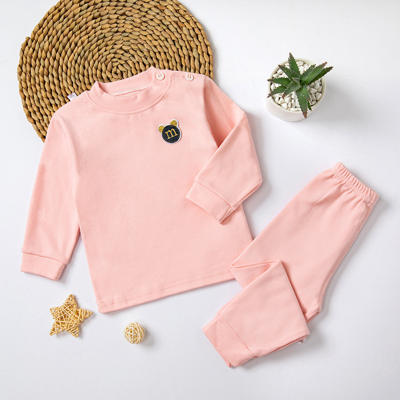 新款舒绒儿童套装 男童女童秋冬纯色保暖内衣 中大童家居服两件套