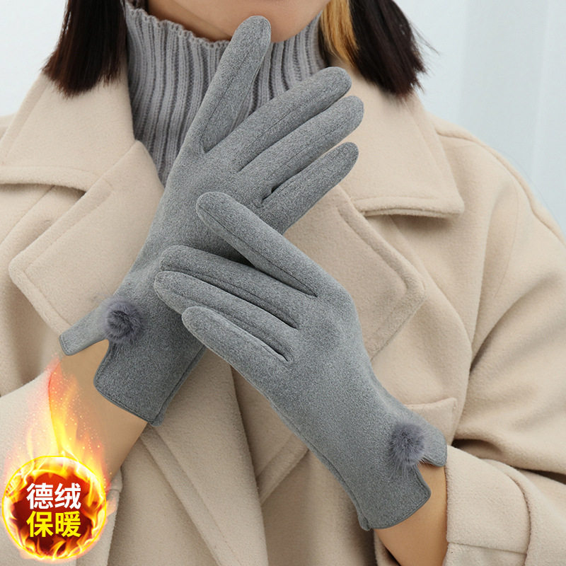 新款手套女冬加绒保暖韩